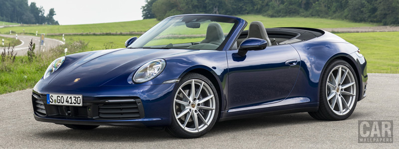 Обои автомобили Porsche 911 Carrera Cabriolet (Gentian Blue Metallic) - 2019 - Car wallpapers